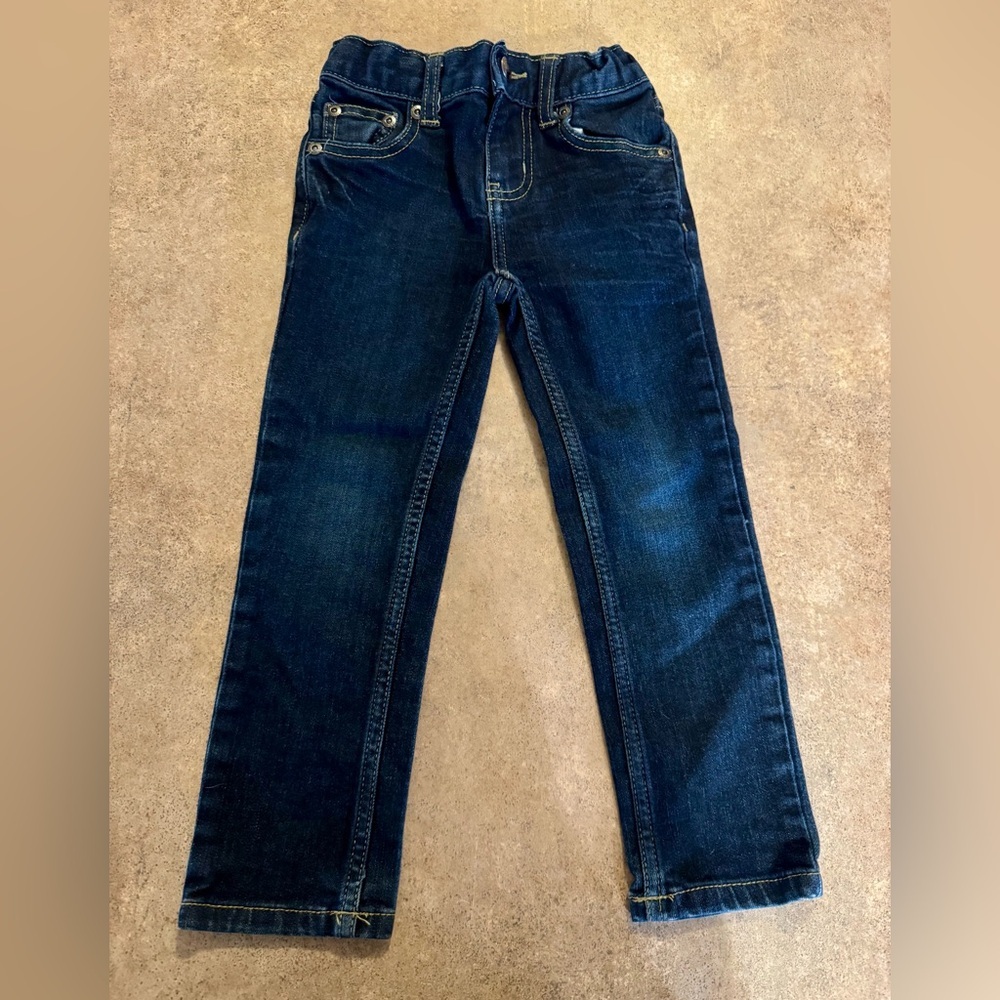 Wonder Nation Youth Dark Wash Blue Straight Leg Denim Jeans, Size 4 Slim